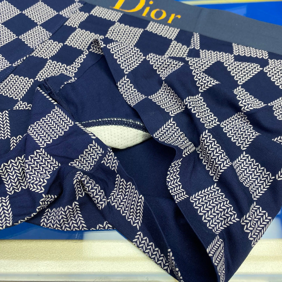 Dior Cotton Black And Grey Checker-Pattern Boxer Briefs Men's Boxer Briefs - 3-Piece Box