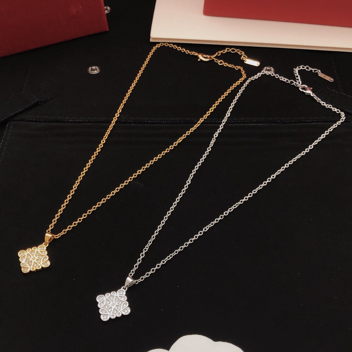 Martin Graham pendant necklace in polished metal-tone – front view
