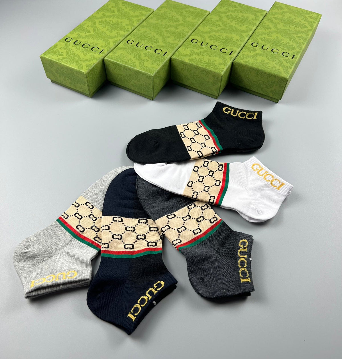 Gucci Heritage GG-Band Ankle Socks - Box of 5 Pairs