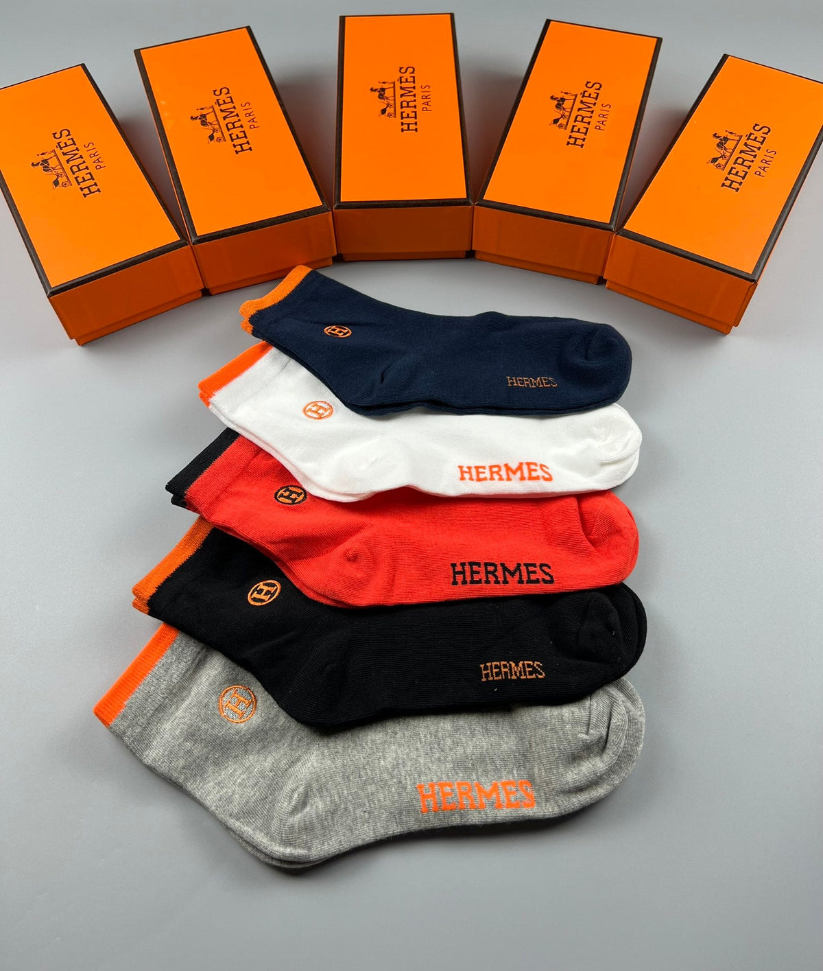 Hermes Cotton Socks - Box of 5 Pairs