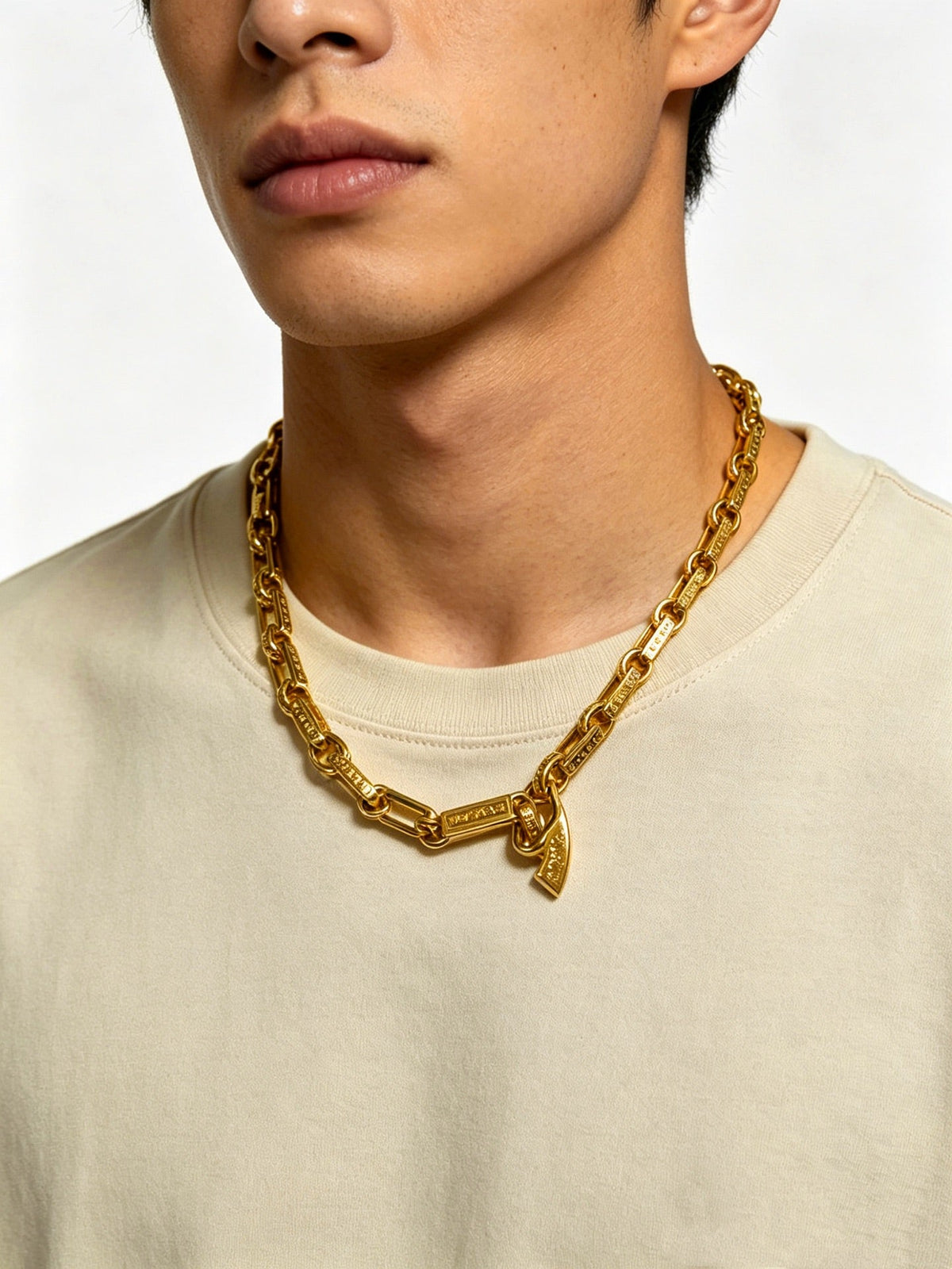 Martin Graham pendant necklace in polished metal-tone – front product view