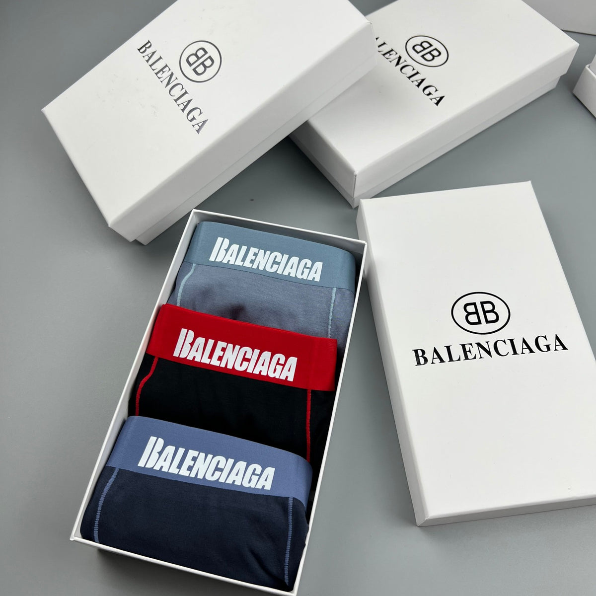 Balenciaga Modal Contrast Wordmark Waistbands Men's Boxer Briefs - 3-Piece Box