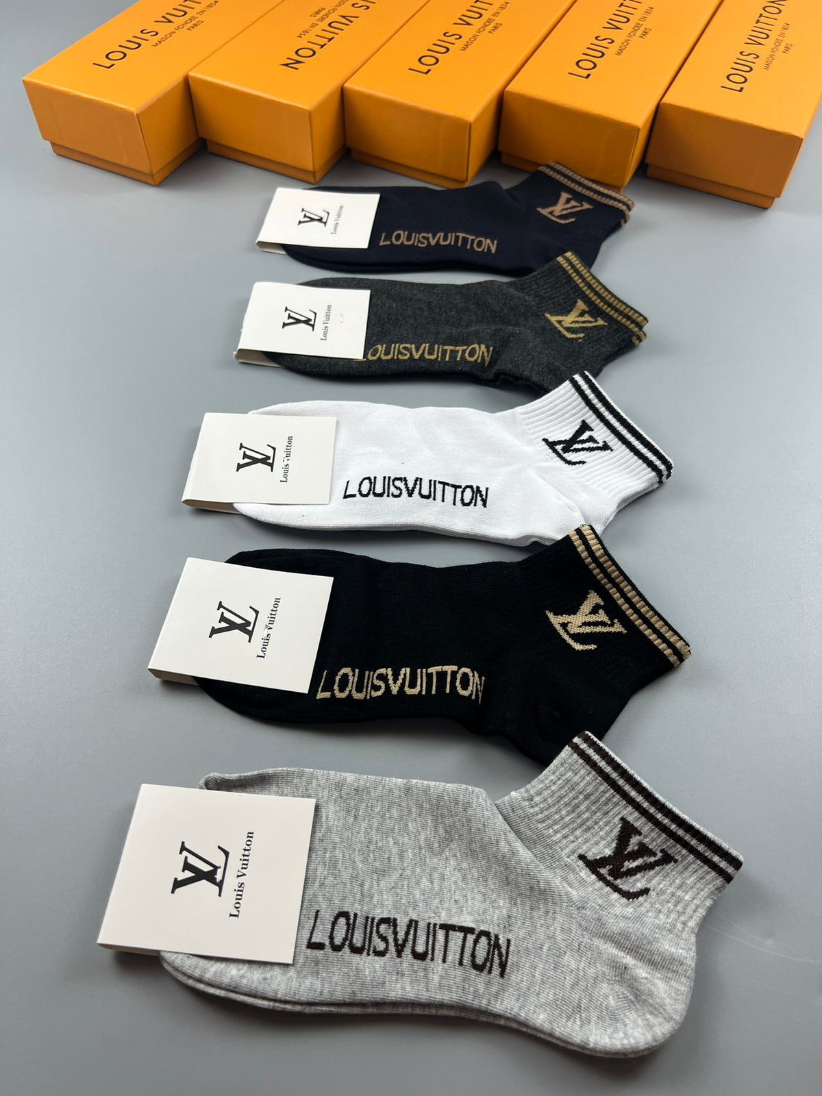 Louis Vuitton Small Contrast Initials Ankle Socks - 5-Pair Set