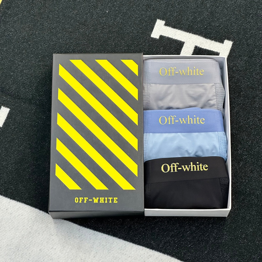 Off-White Oversized Side Graphics Men's Boxer Briefs - 3-Piece Box