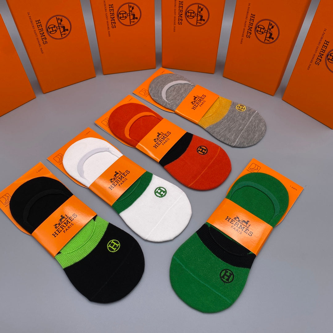 Hermes Breathable No-Show Socks – 5-Pair Pack