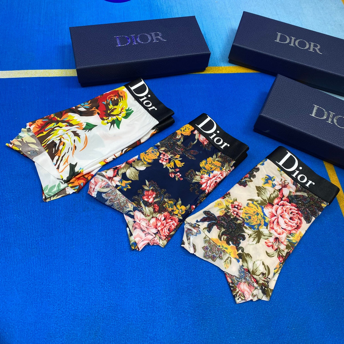 Dior Mixed Floral Prints And Tonal Waistbands Men's Boxer Briefs - 3-Piece Box