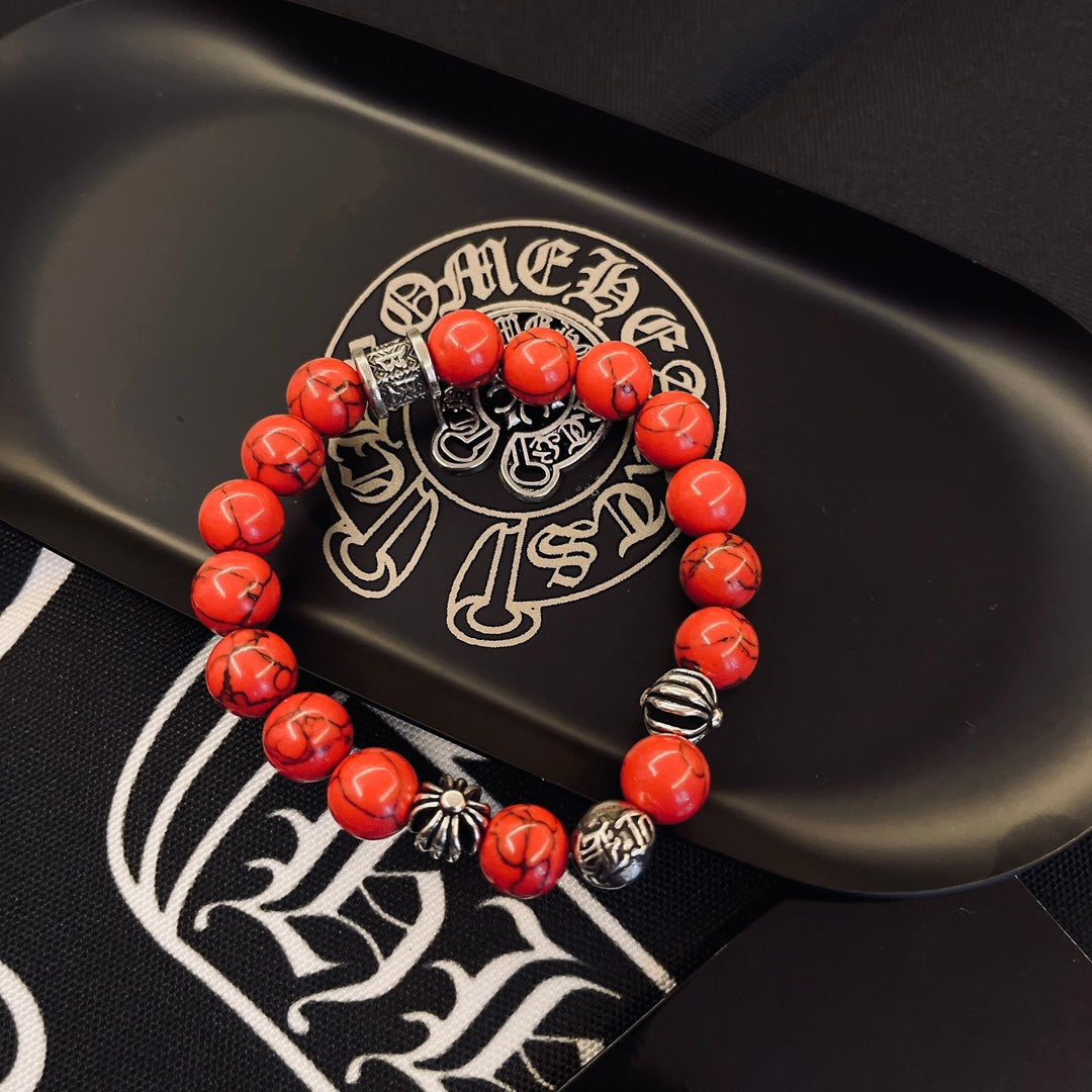 Martin Graham beaded bracelet in polished metal-tone – detail view