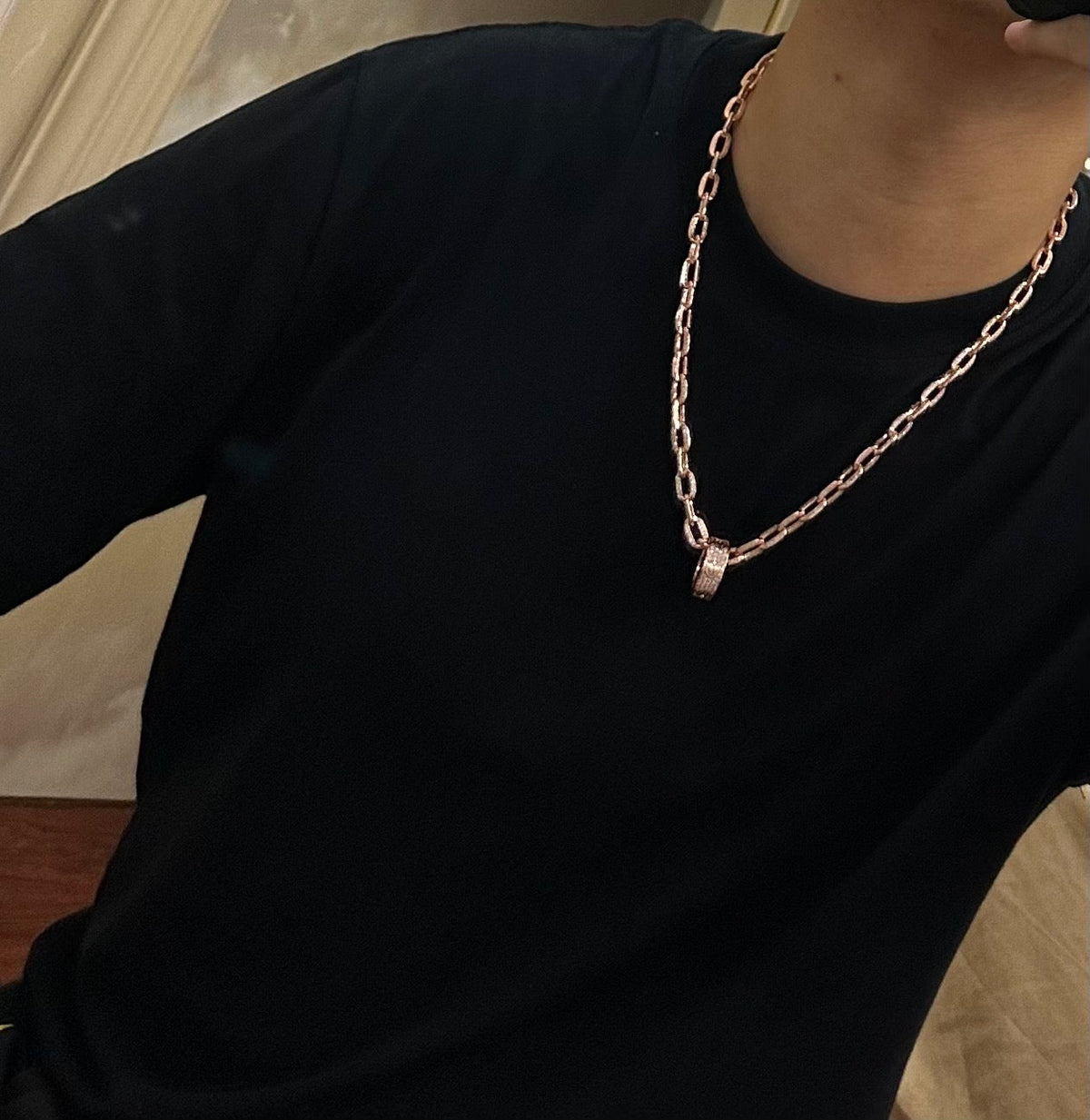 Martin Graham pendant necklace in polished metal-tone – detail view