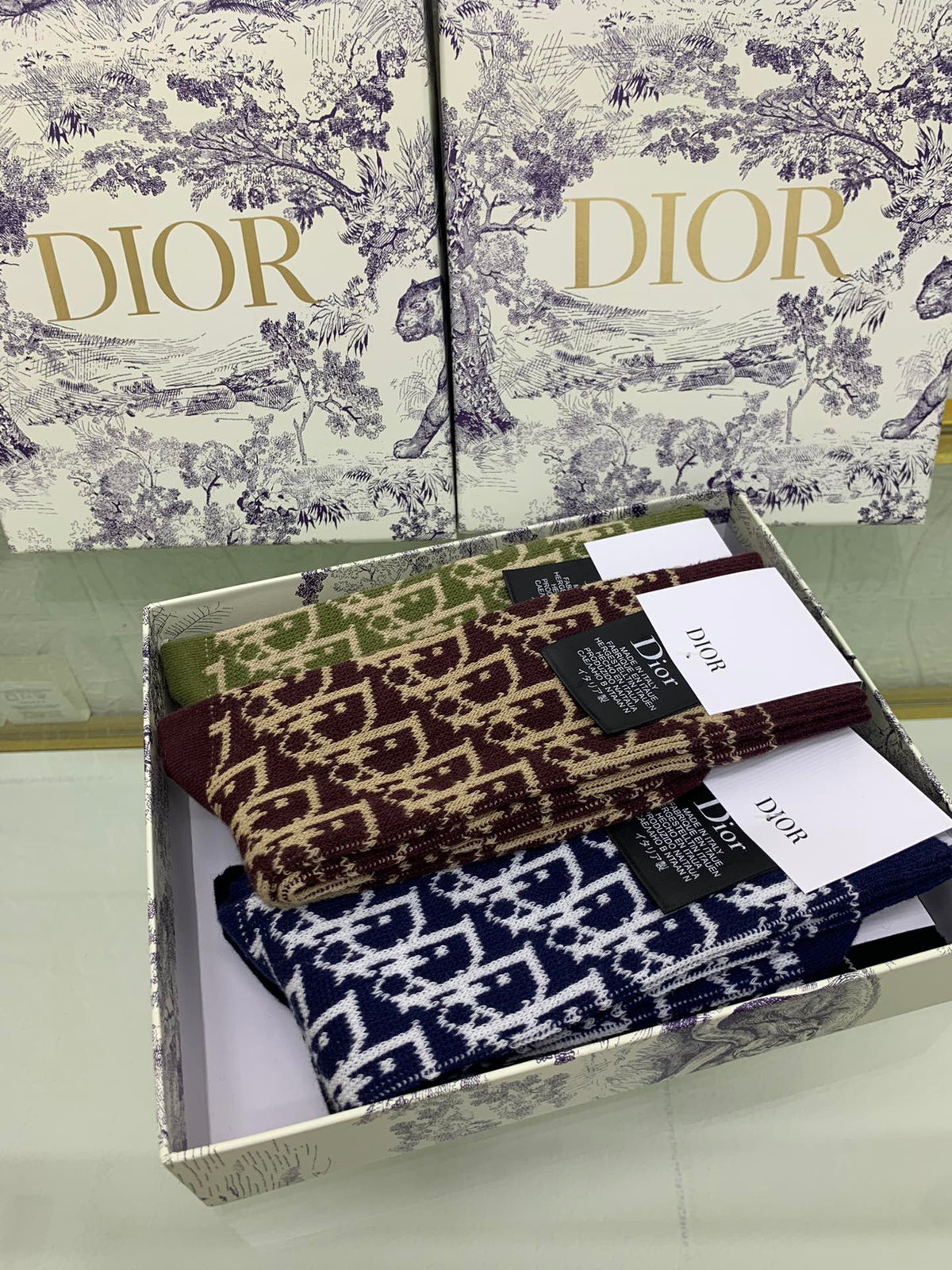 Dior Cotton Mixed All-Over Motifs Crew Socks - 5-Pair Set