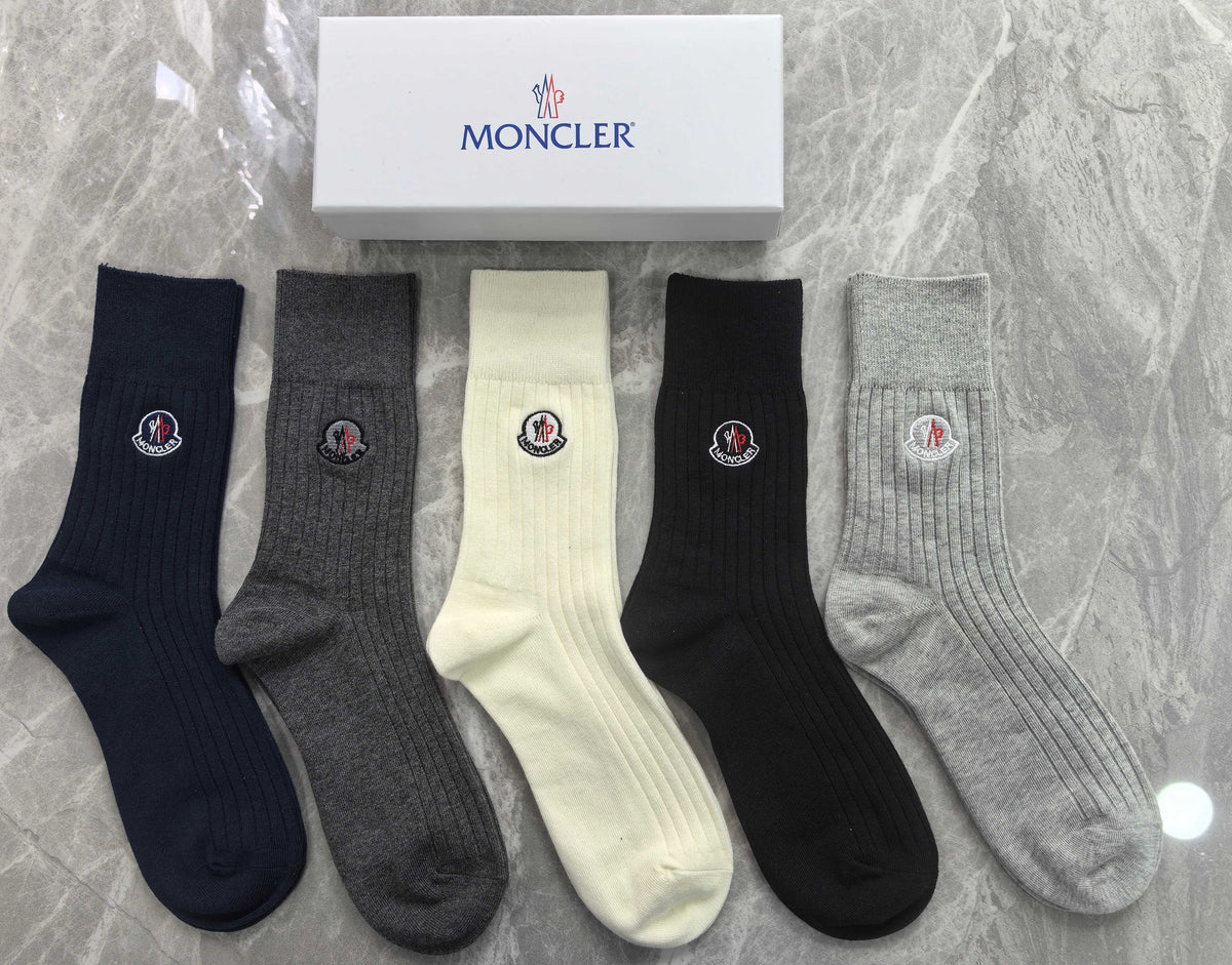 Moncler Small Round Emblems Crew Socks - 5-Pair Set