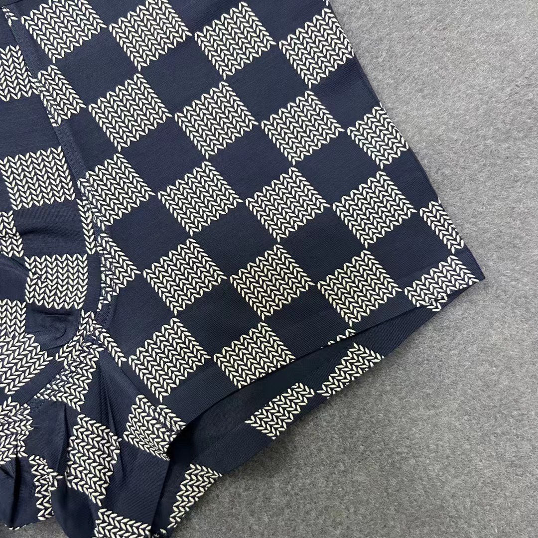 Louis Vuitton Black, White And Navy Checkerboard Boxer Briefs Men's Boxer Briefs - 3-Piece Box
