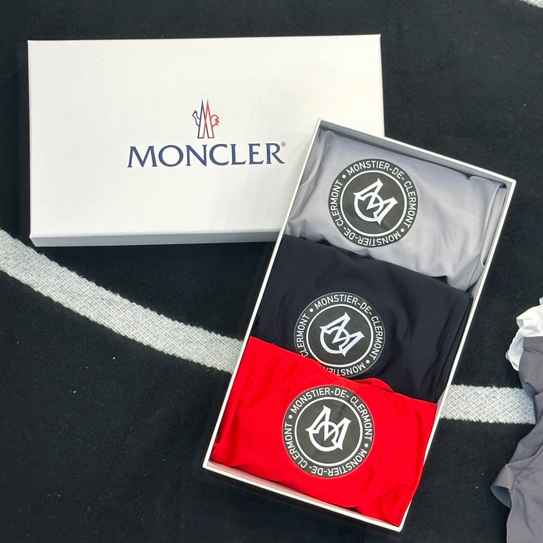 Moncler Goat-milk silk Circular Patch Men's Boxer Briefs - 3-Piece Box