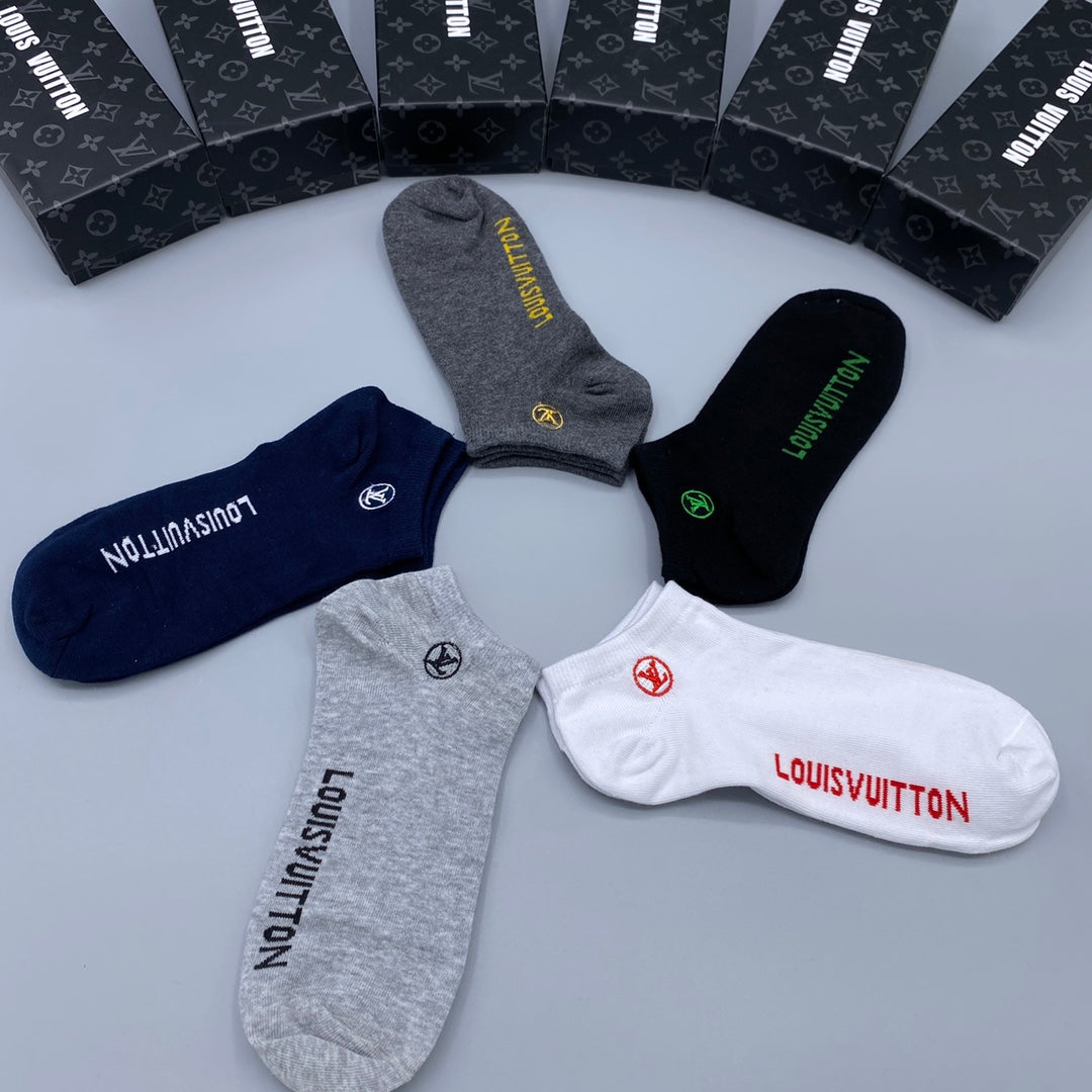 Louis Vuitton Restrained Initial Details Ankle Socks - 5-Pair Set