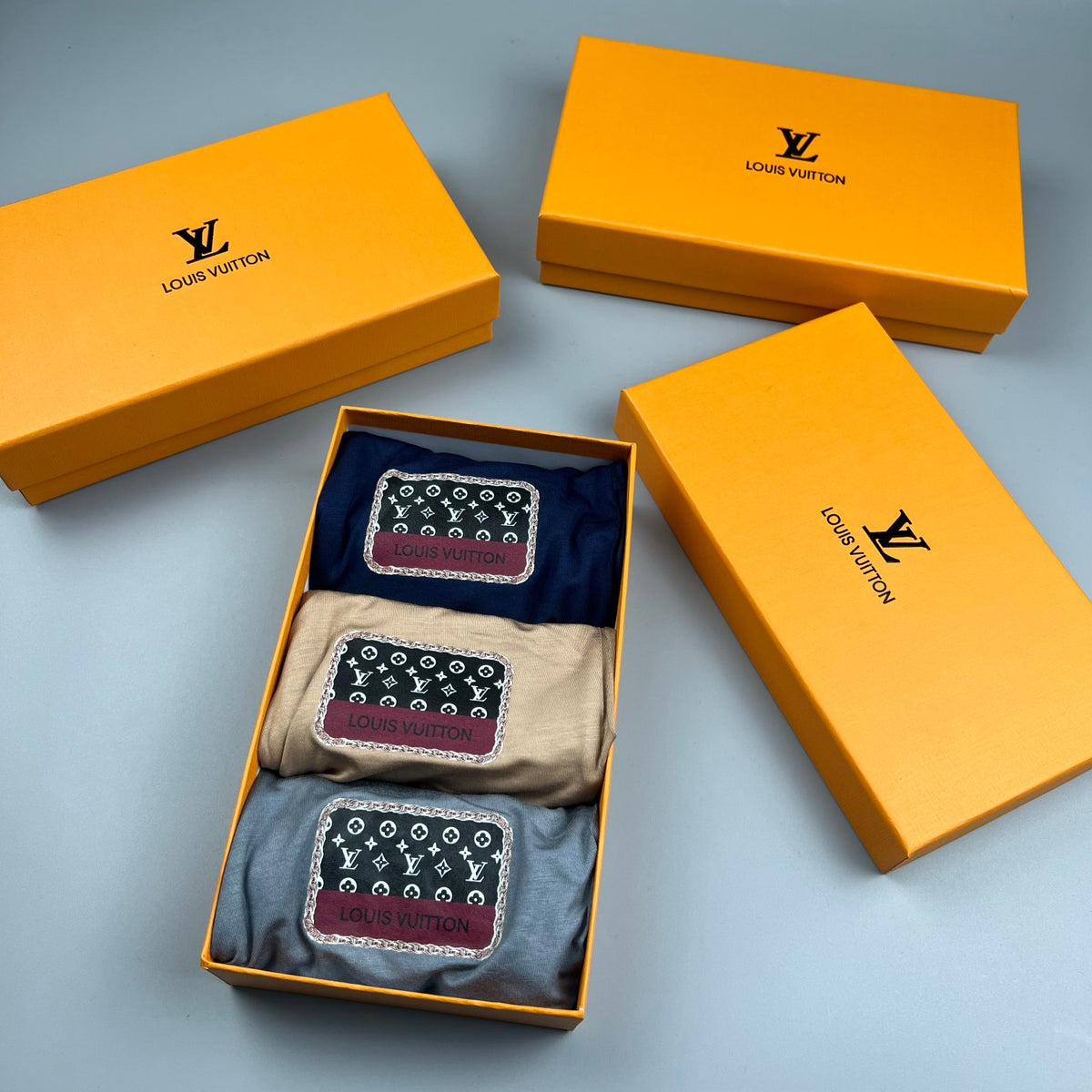 Louis Vuitton Modal-Blend Patch Motif Men's Underwear - 3-Piece Box