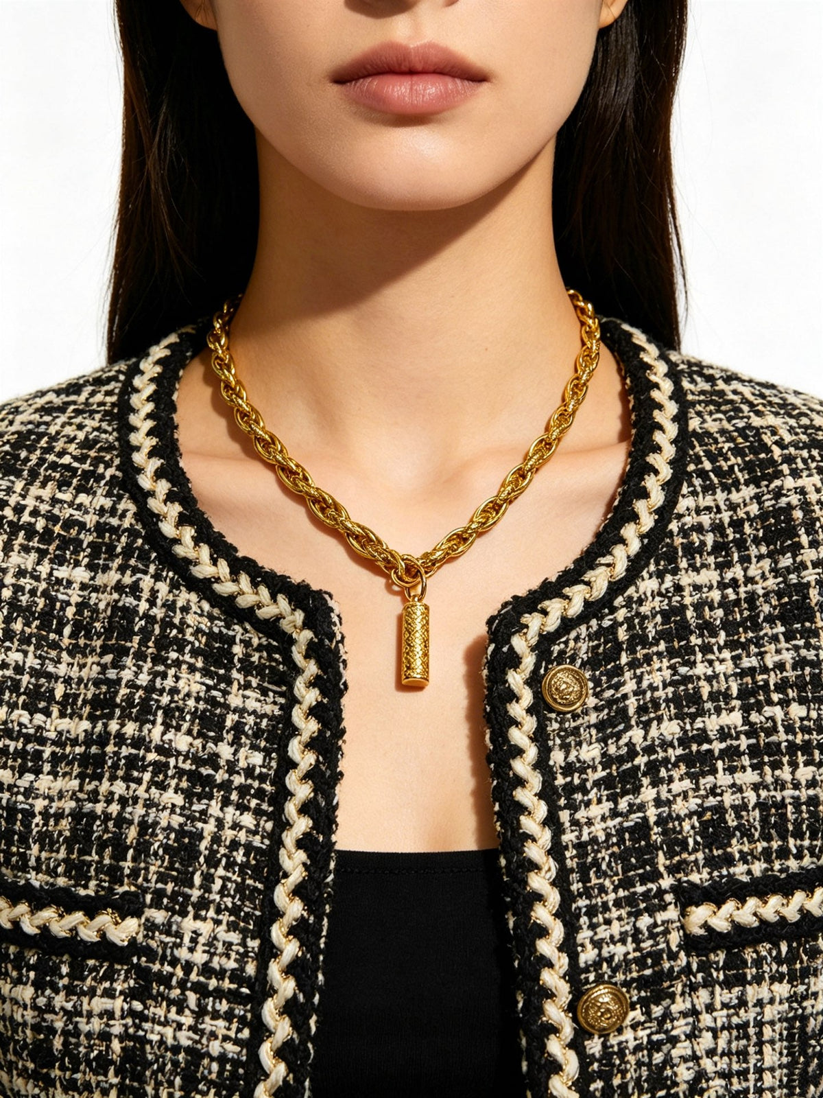 Martin Graham pendant necklace in polished metal-tone – detail view