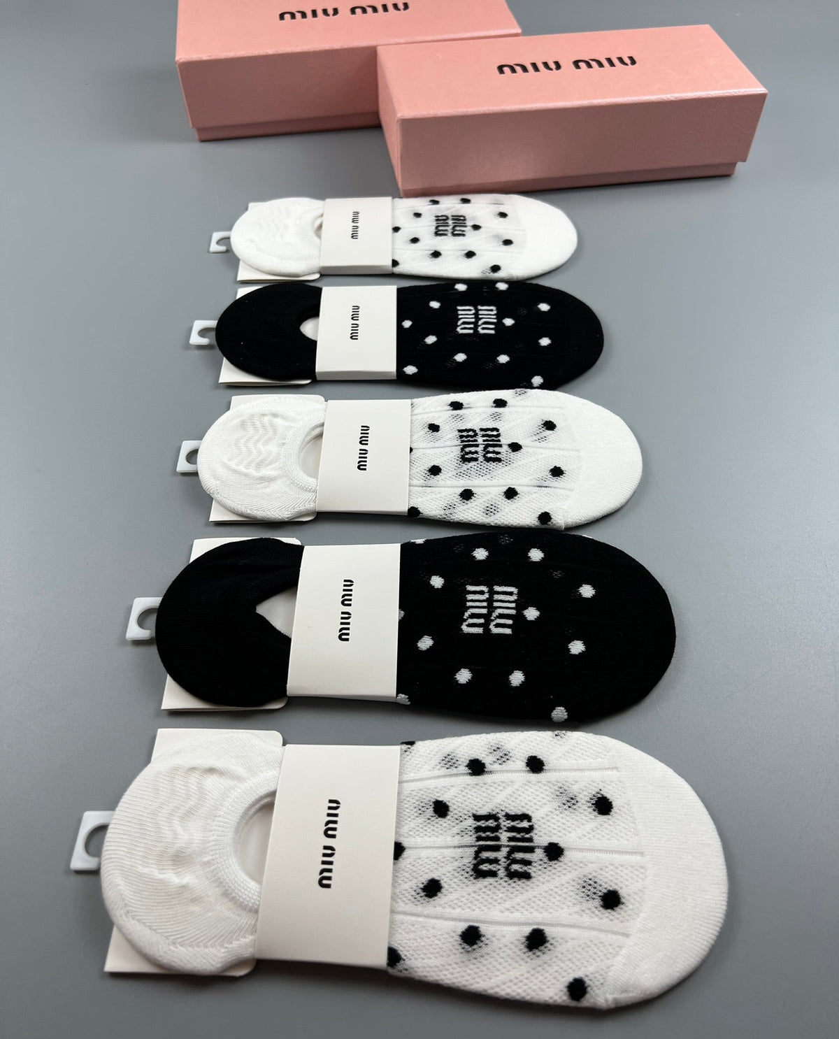Miu Miu Combed cotton Visible Logo, Stripe Or Motif Details Crew Socks