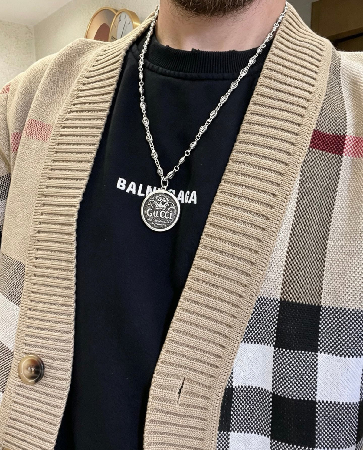 Martin Graham pendant necklace in polished metal-tone – detail view