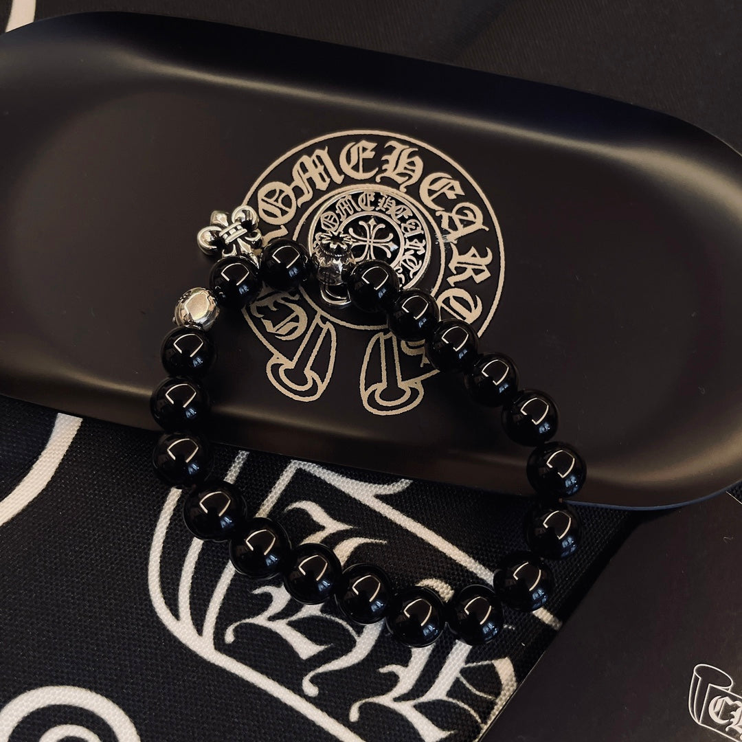 Martin Graham beaded bracelet in polished metal-tone – detail view