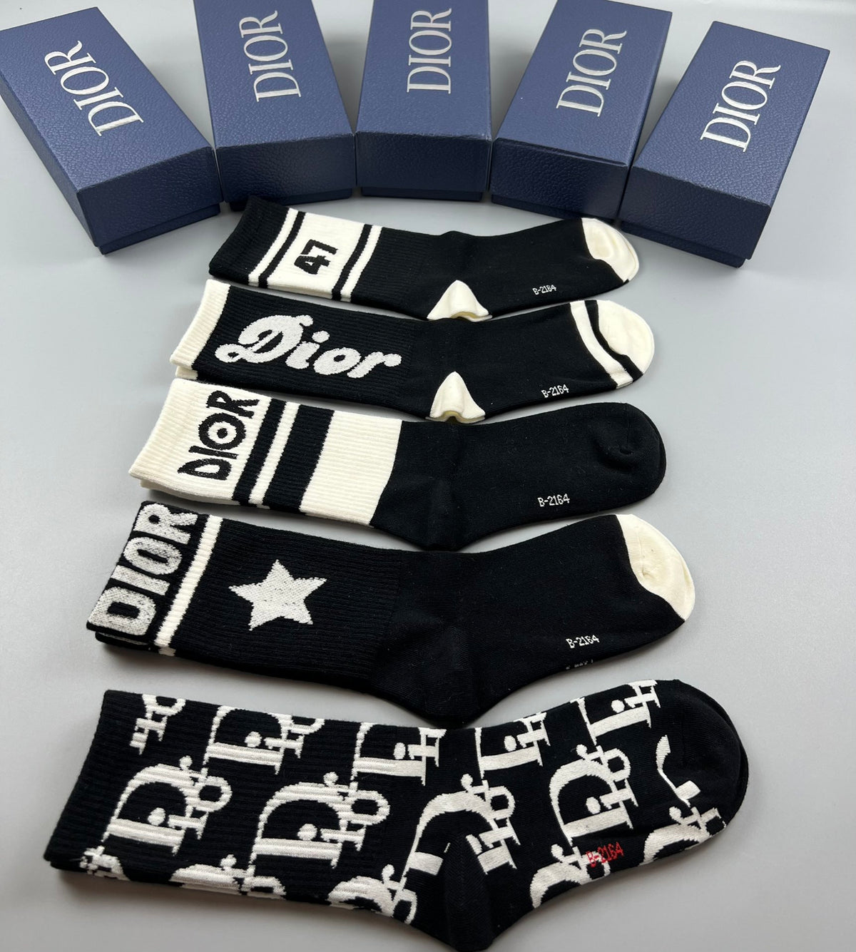 Dior Graphic Mix Crew Socks - 5-Pair Box