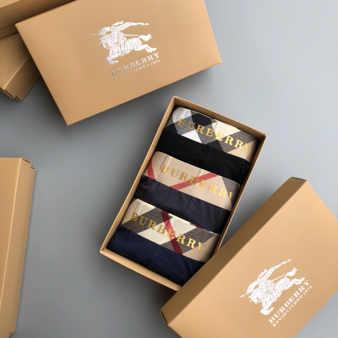 Burberry Check-Inspired Waistbands Men's Boxer Briefs - 3-Piece Box