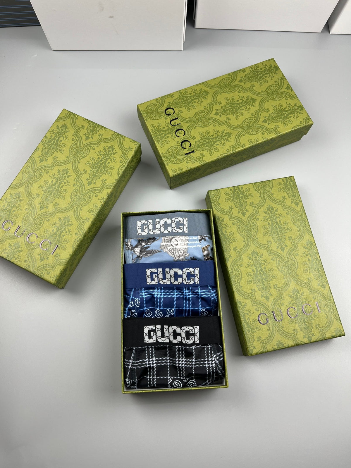 Gucci All-Over Geometric Patterns Men's Boxer Briefs - 3-Piece Box