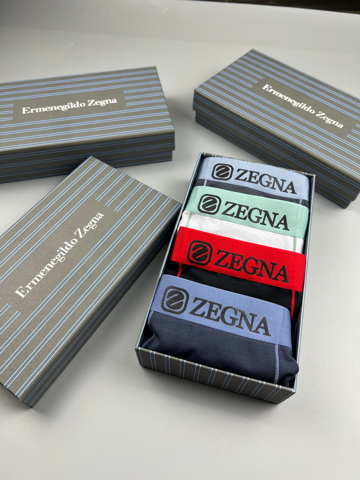 Zegna Modal Contrast Waistbands Men's Boxer Briefs - 3-Piece Box