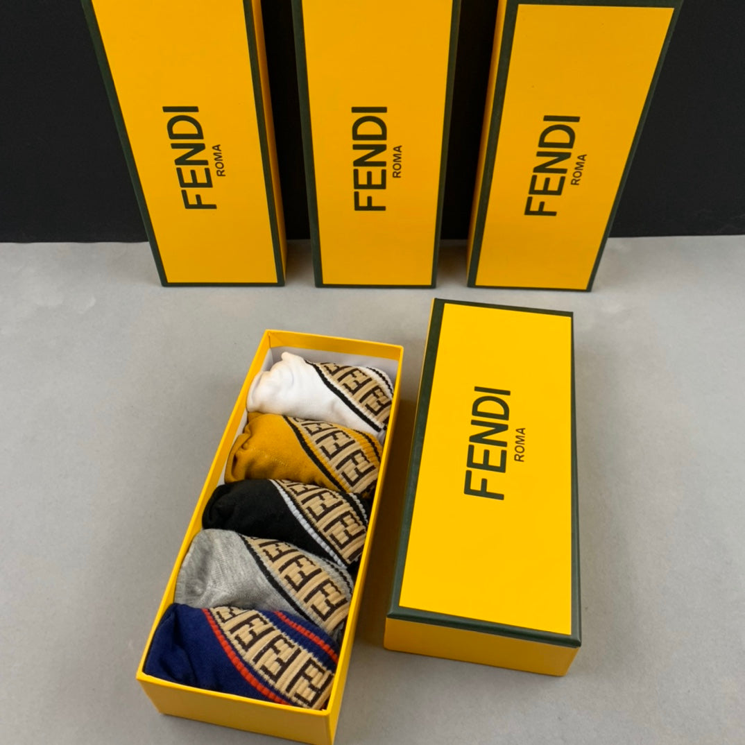 Fendi Wordmark And Letter-Pattern No-Show Socks - 5-Pair Set