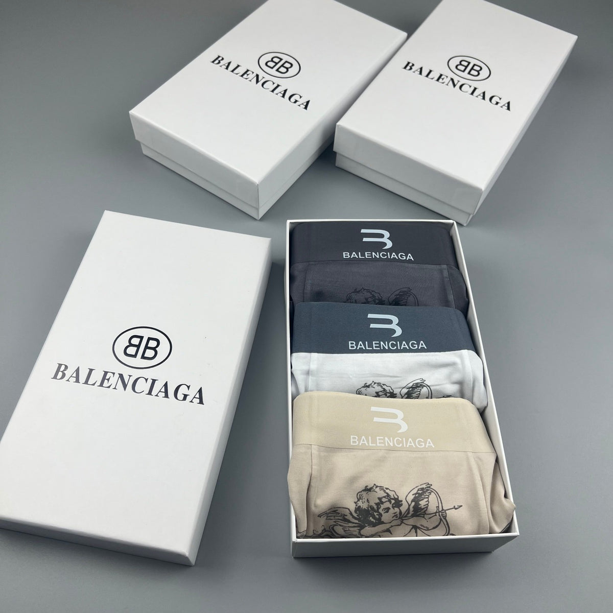 Balenciaga Illustrated Front Graphics Men's Boxer Briefs - 3-Piece Box