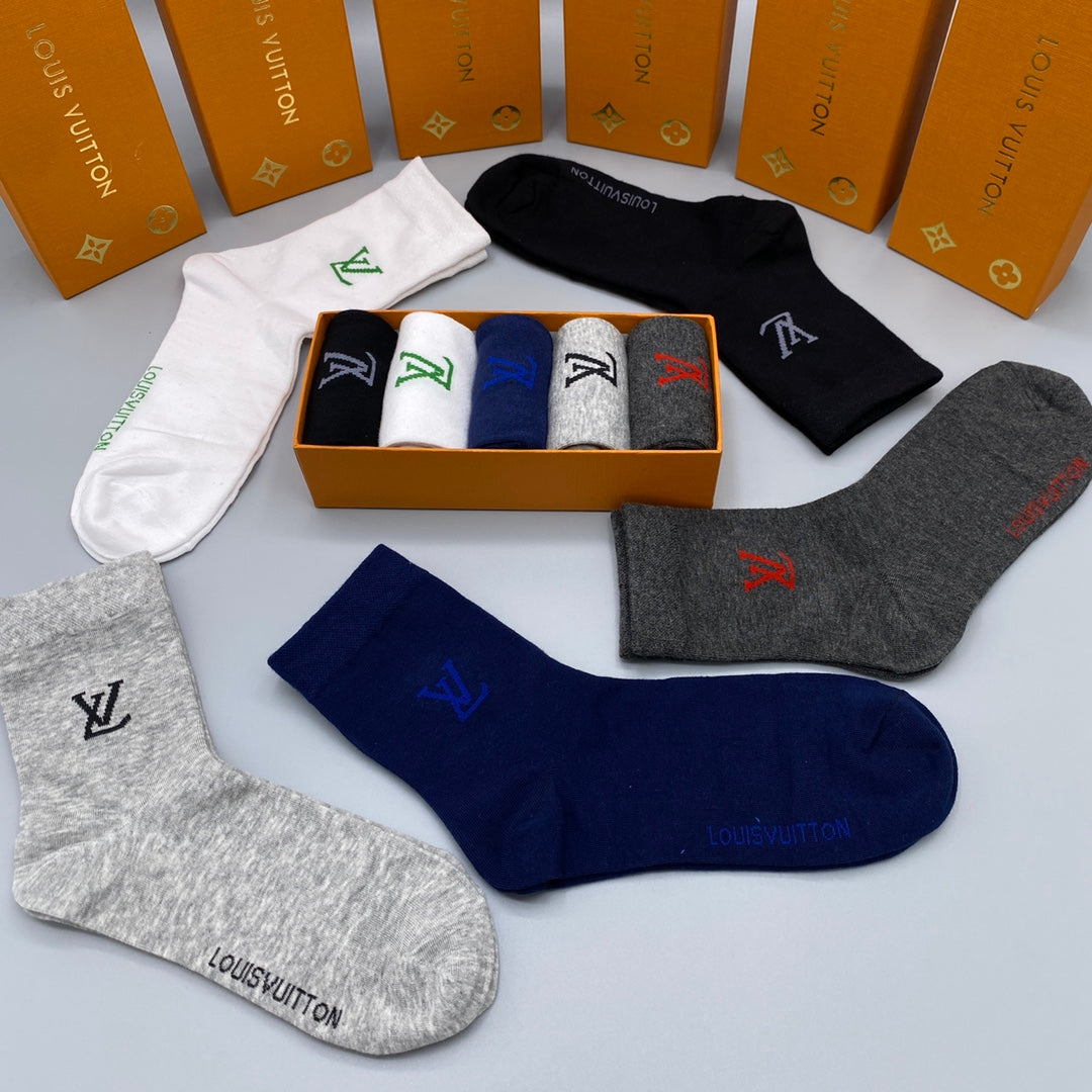 Louis Vuitton Small Initial Details Crew Socks - 5-Pair Set