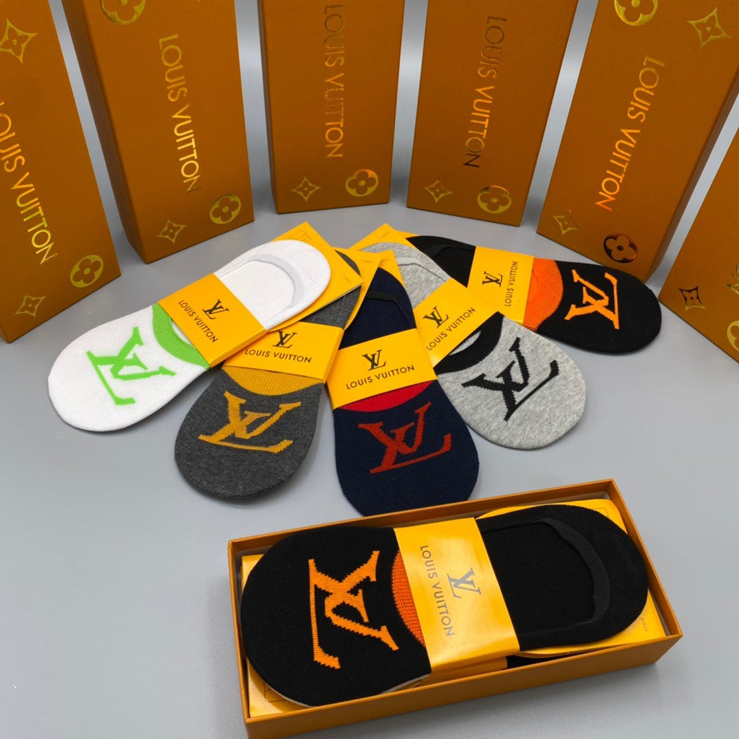 Louis Vuitton Large Initial Graphics No-Show Socks - 5-Pair Set