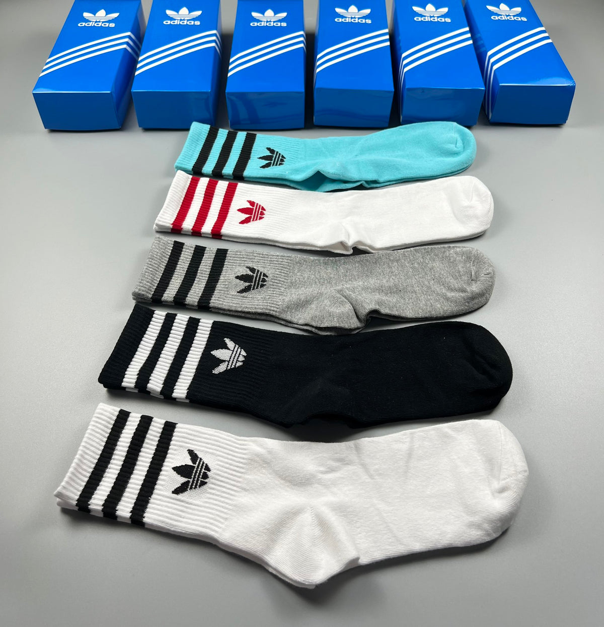 Adidas Mixed Stripe Crew Socks - 5-Pair Box