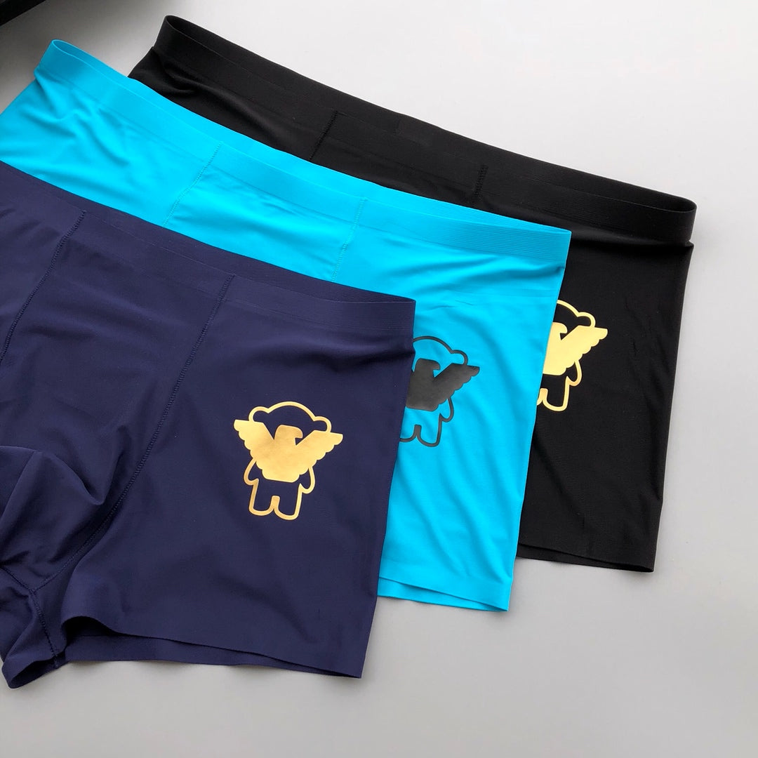 Armani Milk-Silk Bear Series Seamless-Cut Men's Boxer Briefs - 3-Piece Box