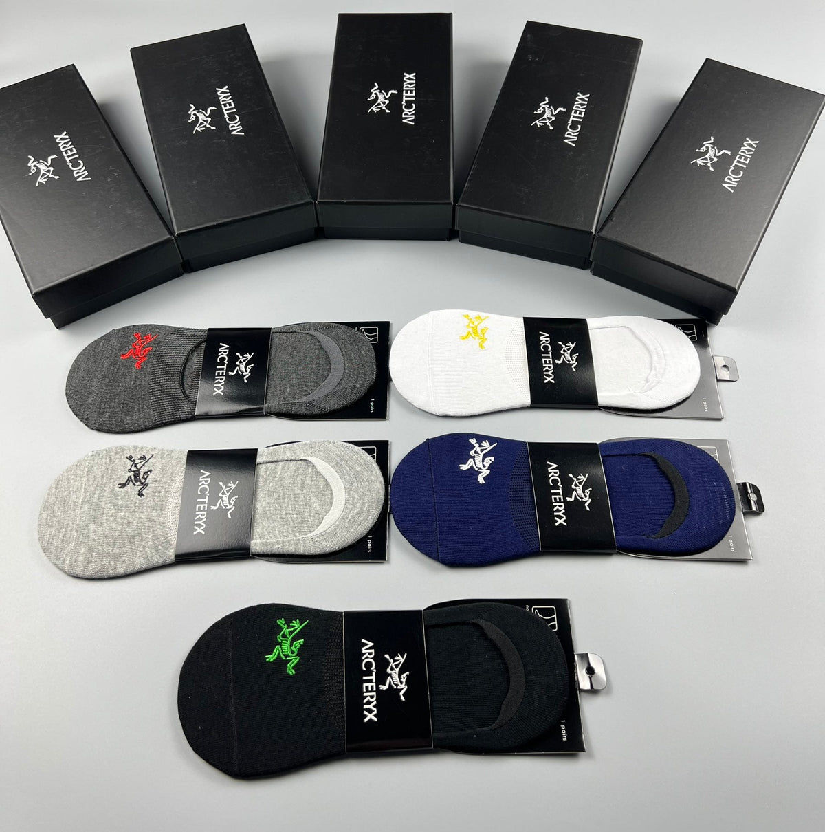 Arc'teryx Cotton Visible Logo, Stripe Or Motif Details No-Show Socks - 5-Pair Set