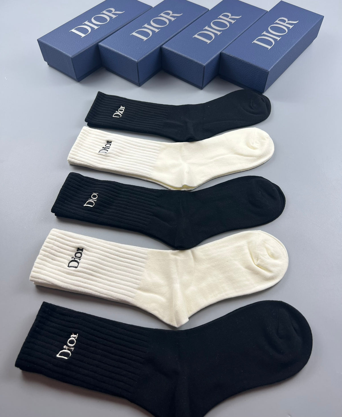 Dior Clean Wordmark Crew Socks - 5-Pair Set